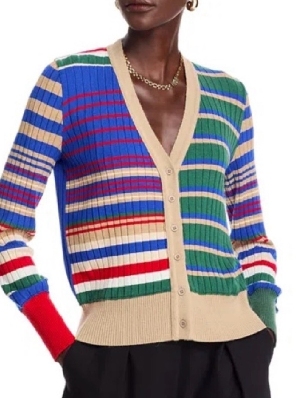 Aldo Martins Talo Multicolor Striped V-Neck Cardigan